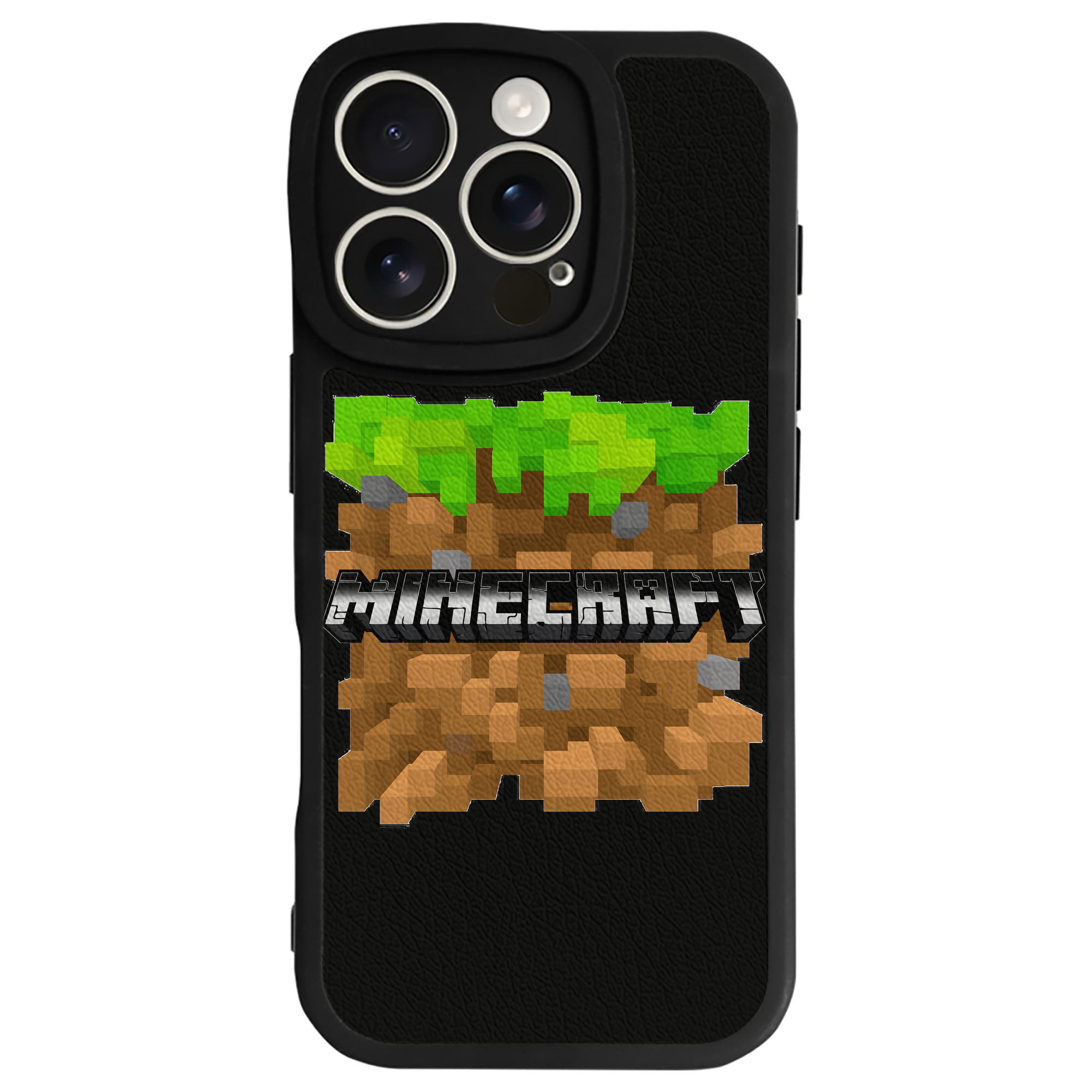 （画像用） マインクラフト ブロックの世界 Minecraft MC Block world 【iPhone 16シリーズ対応】シリコンスマホケース（レザー調） 材質：シリコン